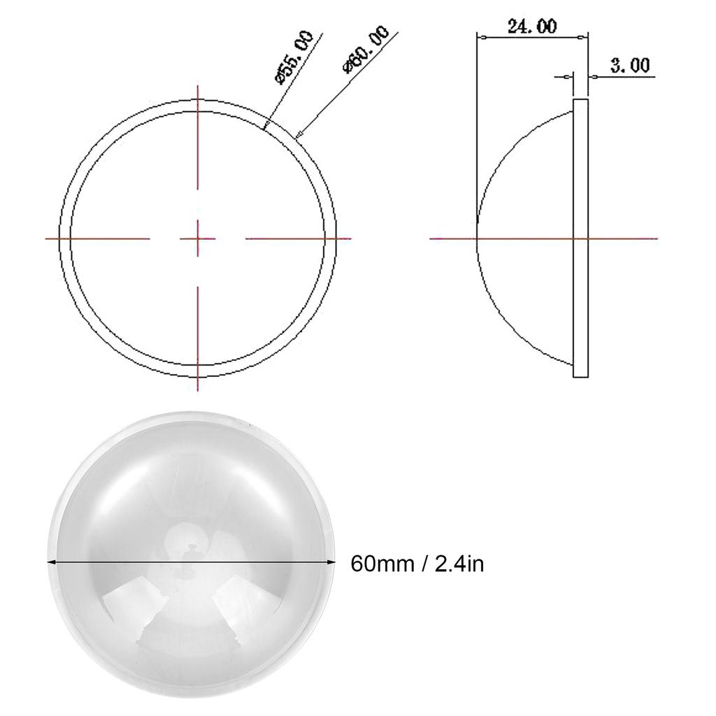 Diameter 60mm Convex Glass Lens LED Optics Lens for Sunset Lamp Magnifier Glasses