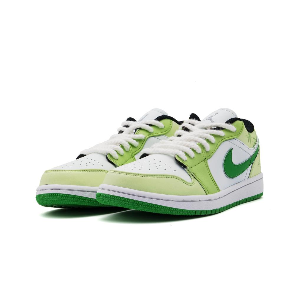 Jordan Air Jordan 1 Abrasion Resistant Low top Vintage Basketball Shoes Unisex Green 553558-152(Team500-aj)
