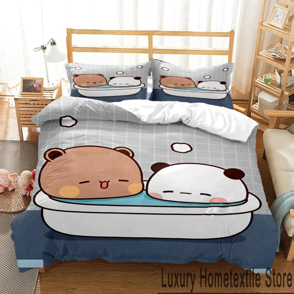 Druk 3D Bubu Dudu Kreskówkowy Niedźwiedź Panda Pościel Chłopcy Dziewczynki Rozmiar Pojedynczy Queen King Poszewka na Kołdrę Poszewka na Poduszkę Łóżko Chłopcy Dorośli