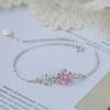 Fashion Niche Authentic S925 Silver Pink Cherry Blossom Bracelet Fresh and Elegant Women's Jewelry Gift