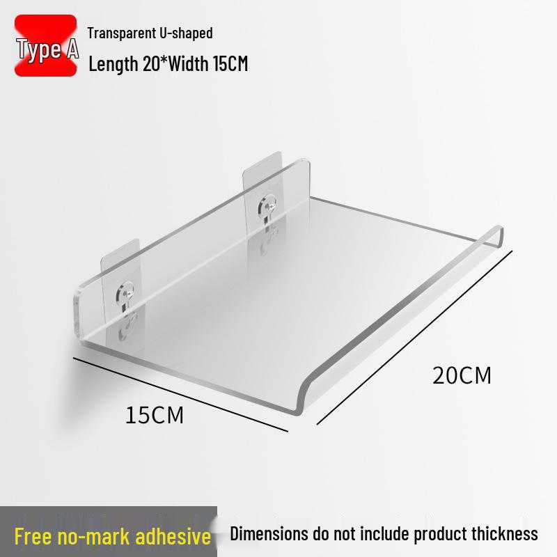 Acrylic Wall-Mounted Bathroom Mirror Cabinet with No-Punch Shelf