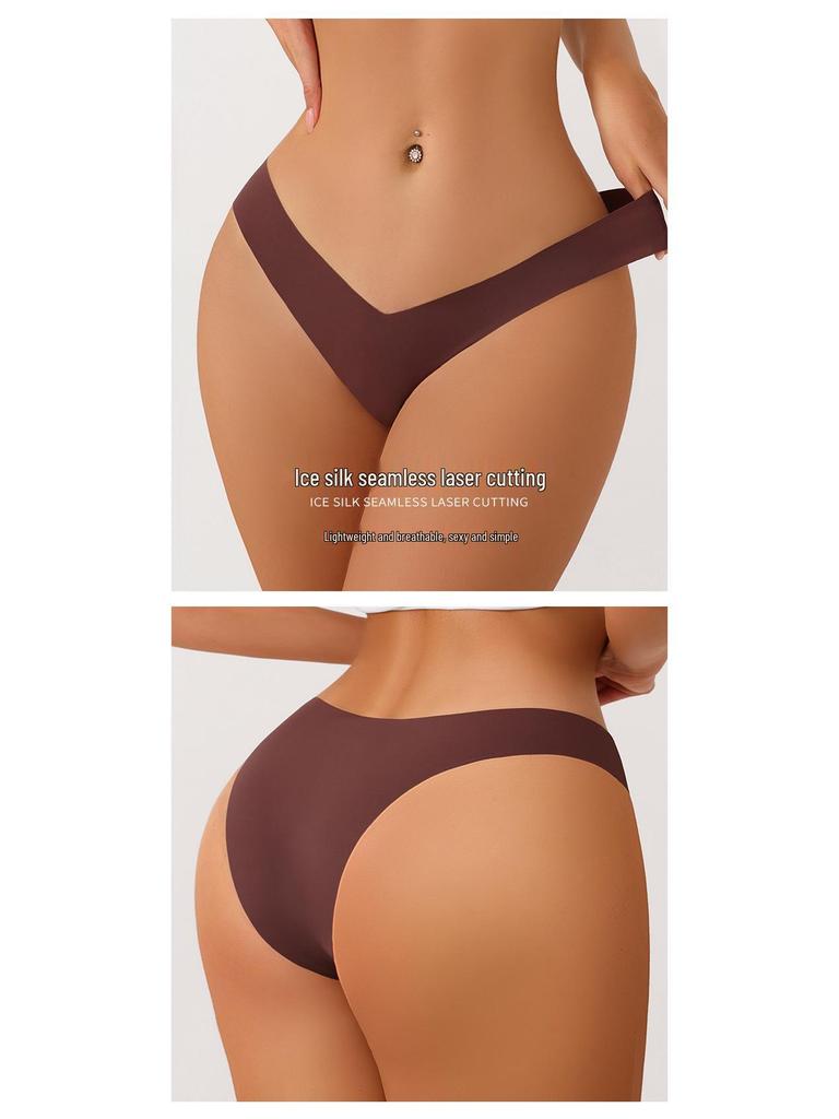 Plus Size Ice Silk Seamless Maternity V-Neck Low Waist One-Piece Sport Breathable Brazilian Panties