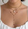 Uworld Multicolor Geometric Zircon Y Shape Chain Necklace For Women 18K Gold PVD Plated Stainless Steel Necklace Fashion Jewelry