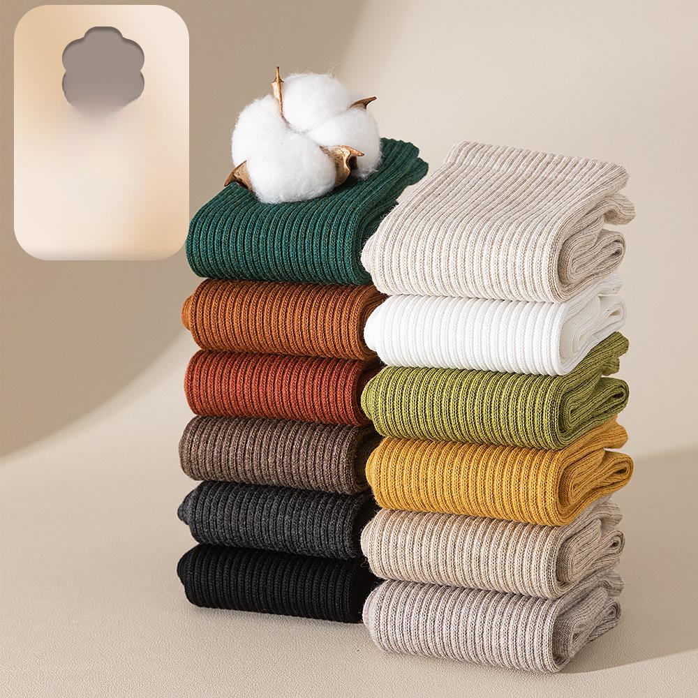 Women's Spring and Autumn Pure Cotton Long Socks Winter Antibacterial Spring Style Women's Mid-calf All-cotton Long Calf Anti-odor Cotton Socks