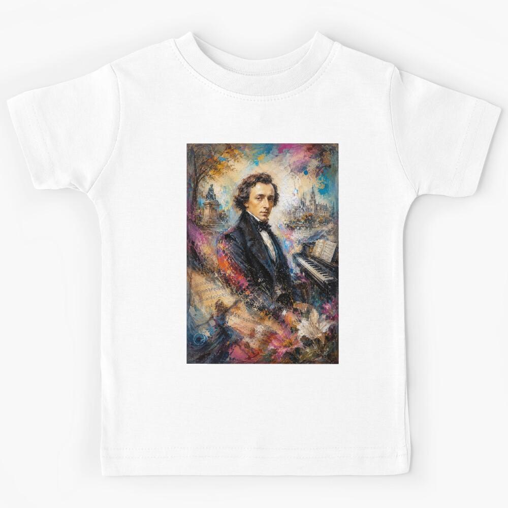 Chopin, Polish composer and virtuoso pianist painting. Kids T-Shirt 110