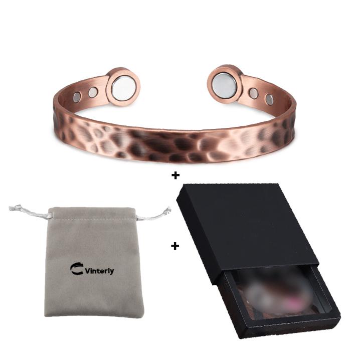Vinterly Copper Magnetic Bracelets Men 10mm Wide Adjustable Benefits Health Magnet Energy Open Cuff Bangles Resizable Jewelry