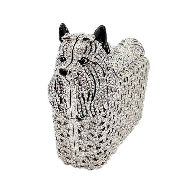 

Boutique De FGG (in stock) Doggy Puppy Women Gold Crystal Clutch Evening Bags Wedding Party Handbags Dog Minaudierer Purses Bag Mini Clutch