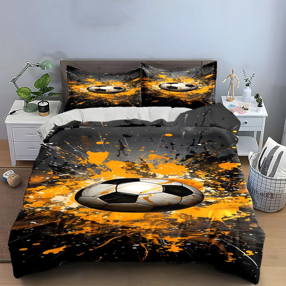 Soccer Ball with Splashes. Bedding Sets Duvet Cover Sets Duvet Covers Pillowcases(1*Duvet Cover 2*Pillowcases Without Duvet Insert)