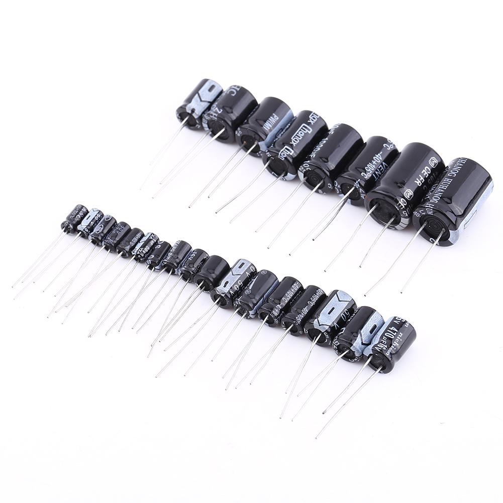 125pcs Electrolytic Capacitor Assortment Kit Set 1uF.2200uF 25 Values, Miniature, Popular,  , Packed In Plastic Bags, Suitable for