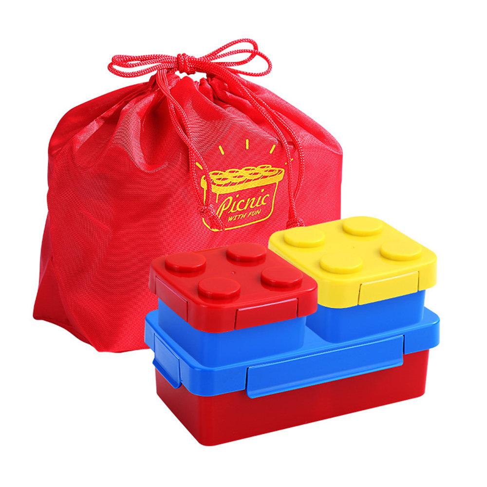 Creative Funny Building Block Splicing Bento Box for Kids - Microwave Safe Plastic Food Storage Container for School Lunch