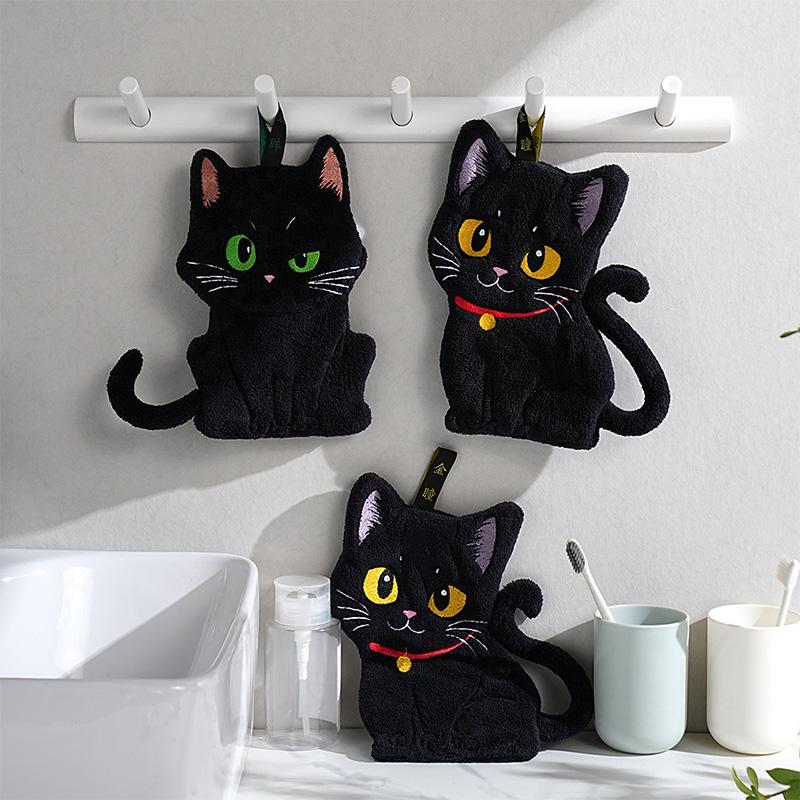 Lucky Cat Hand Towel Absorbent Coral Fleece Kitchen Bathroom Towel Quick Dry Soft Hand Wiping Cloth Multi Color Decorative Towel