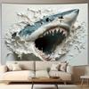 2D Shark Wall Tapestries, 1pc, Polyester, Traditional Style, No Feather, No Power Needed, Perfect Gift for Living Room, Bedroom,