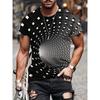 Men's 3D Printed Abstract Trendy Visual Illusion Short Sleeved T-shirt Fashionable Top Gradient Harajuku Streetwear T-shirt