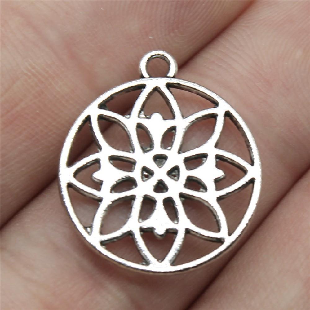 10pcs Charms Motif Antique Silver Color Motif Pendant Charms Flower Charms For Jewelry Making