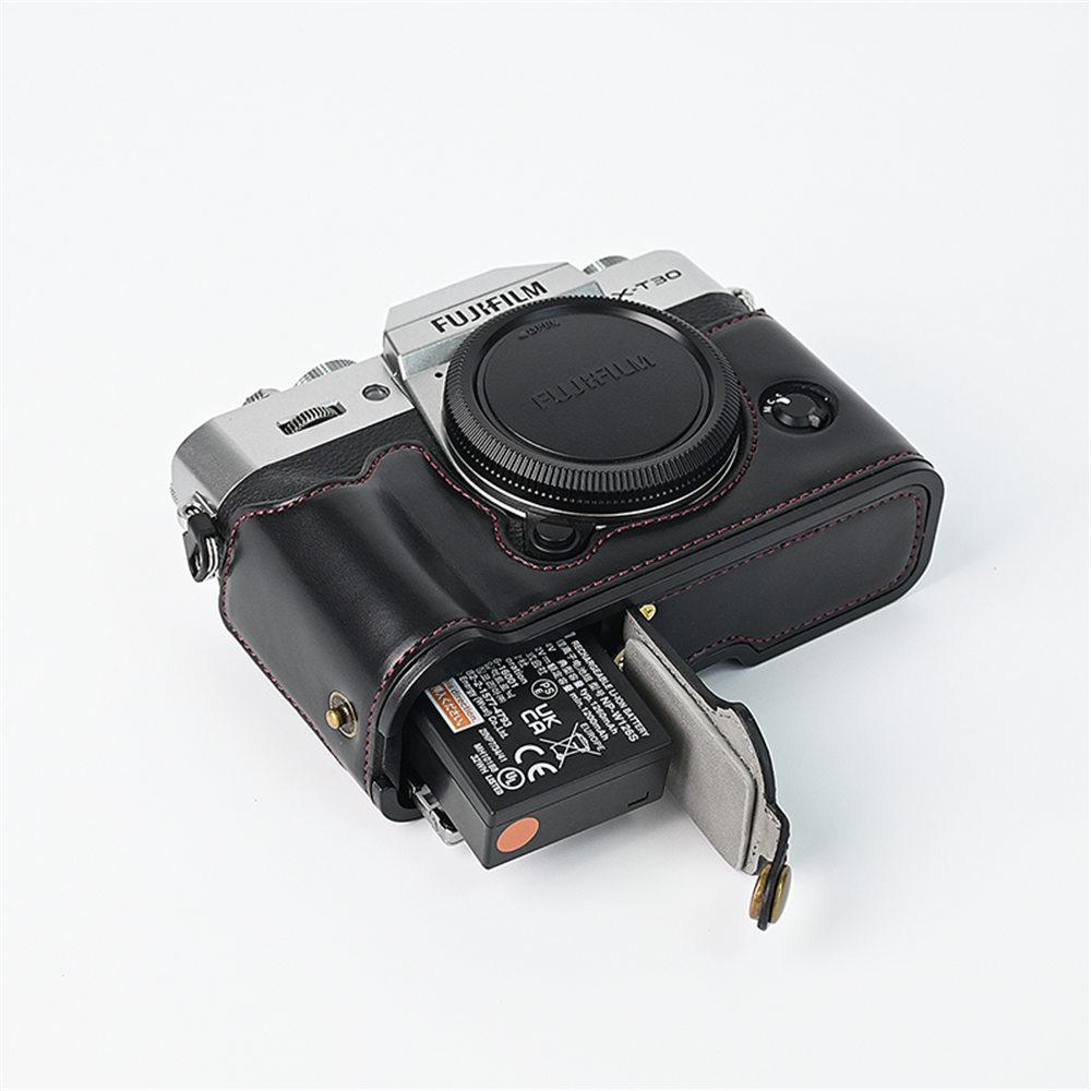 Öldruck PU-Leder Kamera Halbtasche für Fujifilm XT30II XT30 XT20 XT10 Fuji X-T30 X-T30II X-T20 X-T10 Batteriezugang Mit Riemen