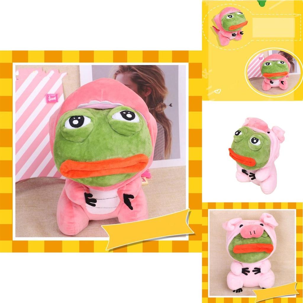 Sad Frog Pink Pig Stuffed Animal High Quality Plush For Kids And Home Decor