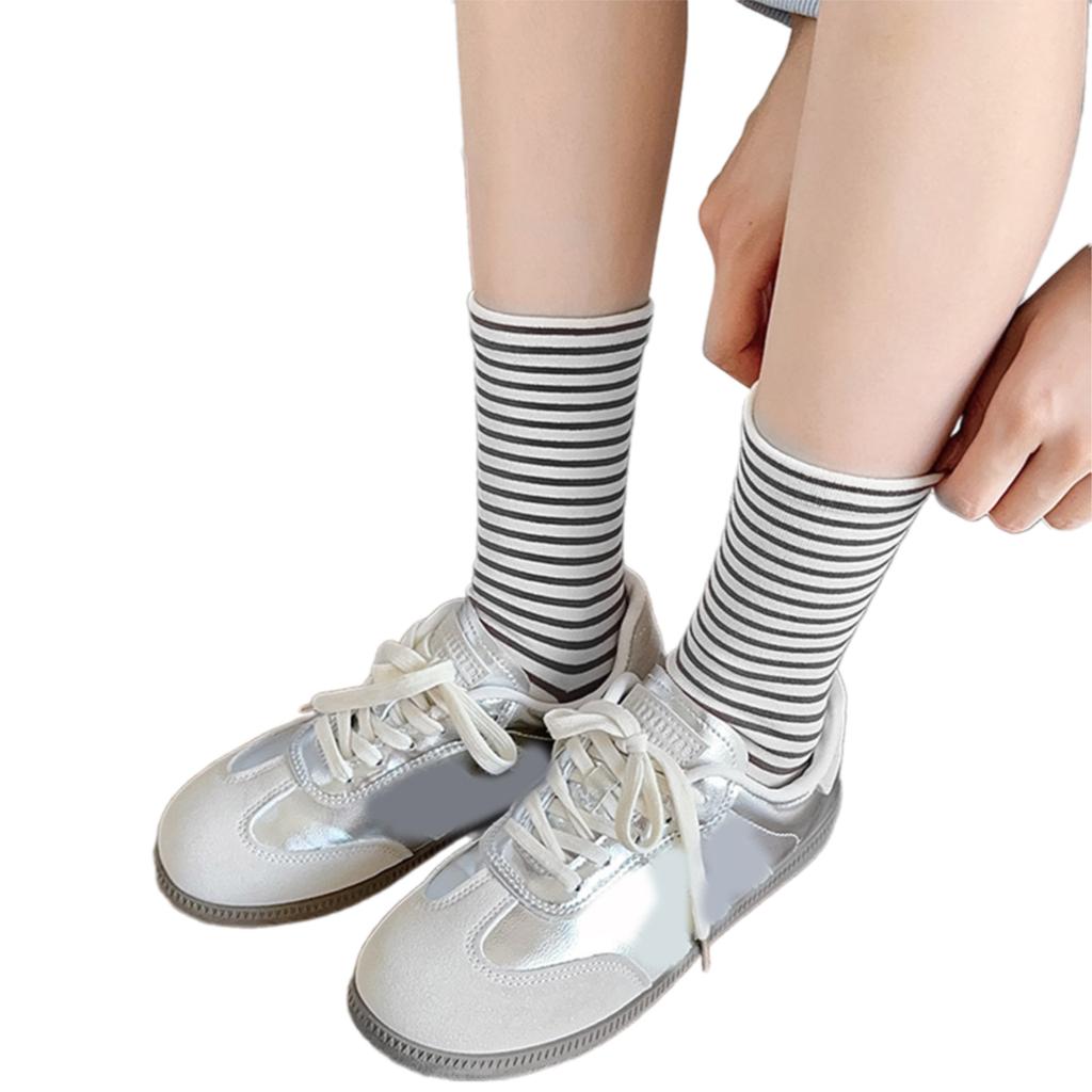 Japanese Fashion Striped Socks Women College Style School Girls Crew Socks Casual Harajuku Streetwear Middle Tube Socks