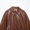 Spring 2025 Women's European & American Style Faux Leather Bomber Jacket Coat