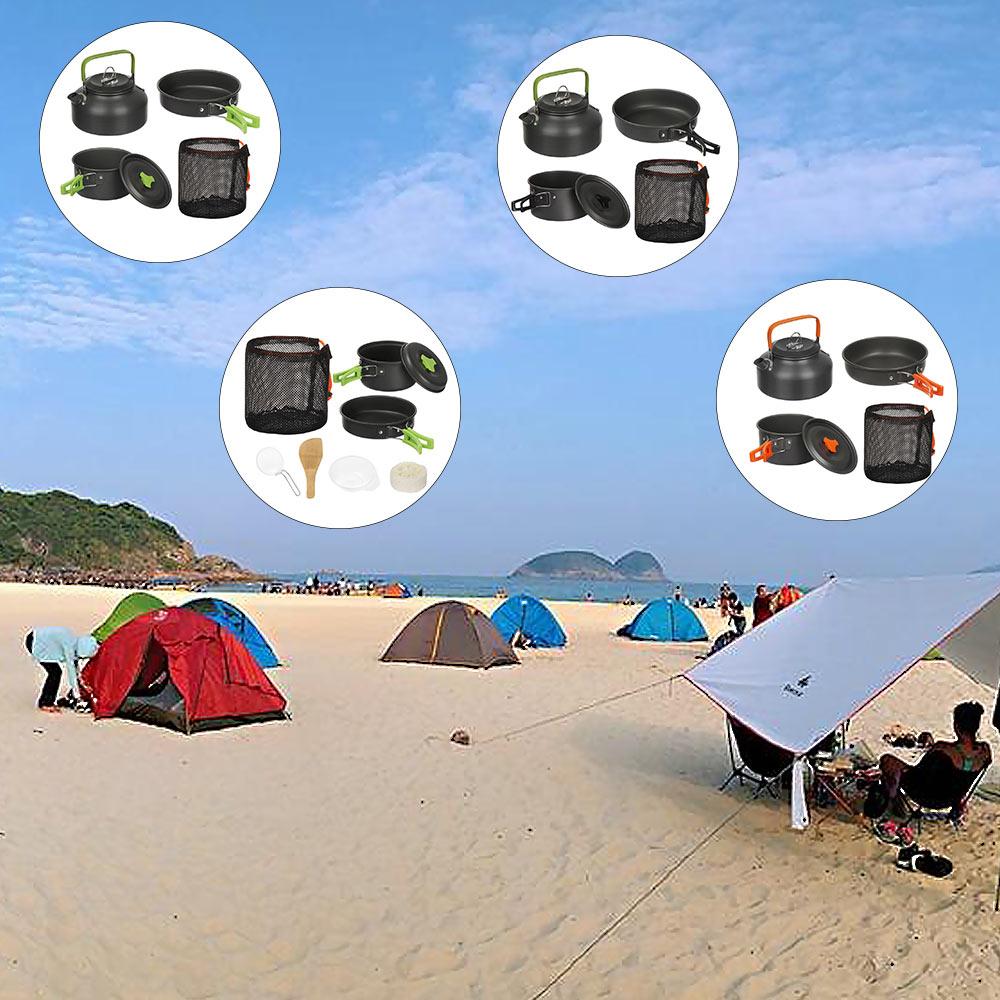 

Camping Hiking Frying Pan Camping Cookware Kettle Pot Outdoor Cooking Teapot Picnic Cookware Style 2 оранжевый