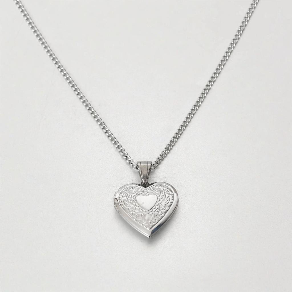 Romantic Heart Locket Pendants Female Gold Silver Color Stainless Steel Memorial Necklace For Women Jewelry Valentine Gift
