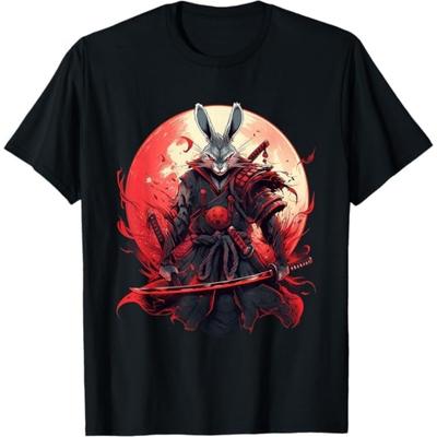 Japanese Art Rabbit Ninja Ukiyo-e Anime Style Samurai Rabbit T-Shirt BAOANH Mens Womens Tank Top Sweatshirt Hoodie Longsleeve 1056 Black