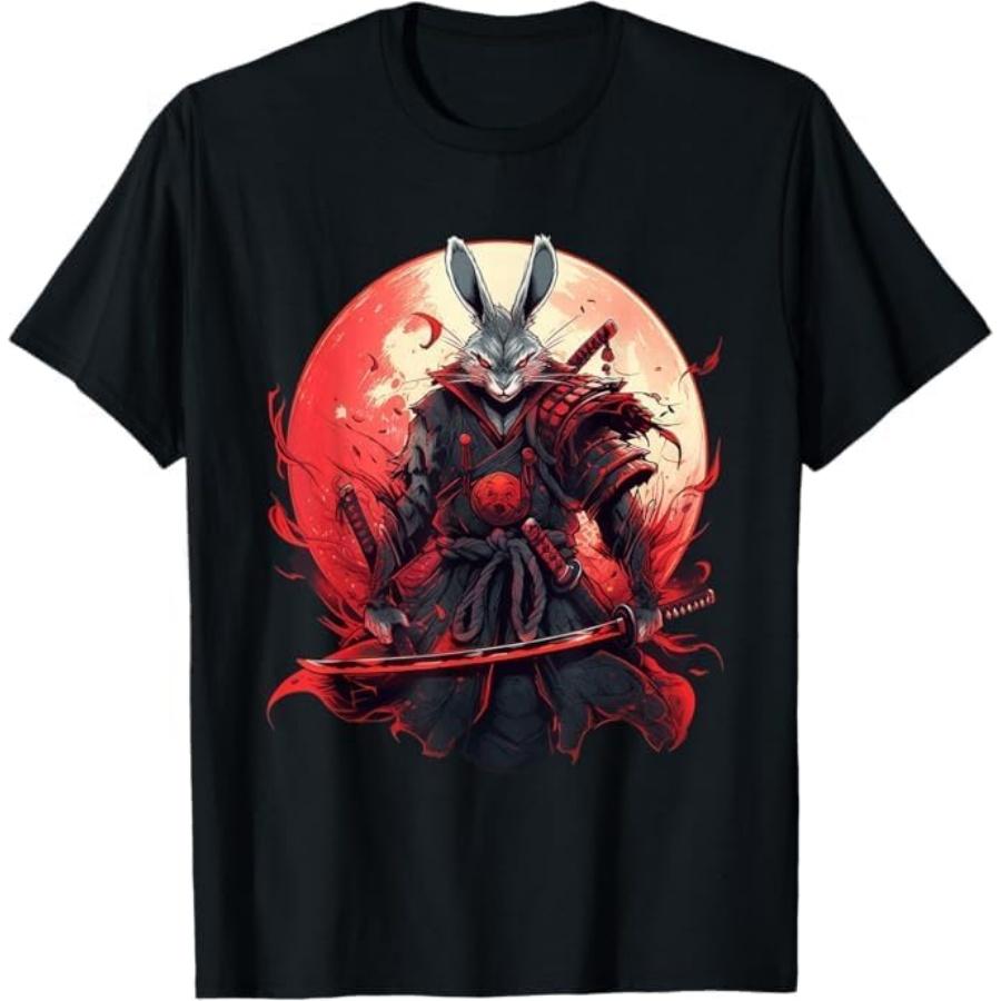 Японское искусство Кролик Ниндзя Стиль Укиё-э Аниме Самурай Кролик Футболка BAOANH Мужская Женская Майка Толстовка Худи Лонгслив 1056 Черный S