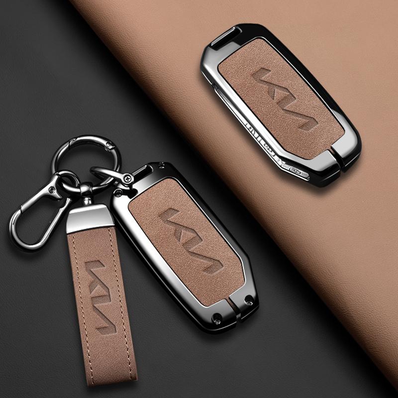 Alloy Leather Car Key Case Cover For Kia Ray 2023 Sportage 2022 K7 2020 Cadenza 2020 Sorento 4 Soul Telluride K3 Cerato 2020 gbnkr30