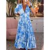 JPNTKY Mode Zomer Lente Korte Mouw V-Hals Casual Jurken
