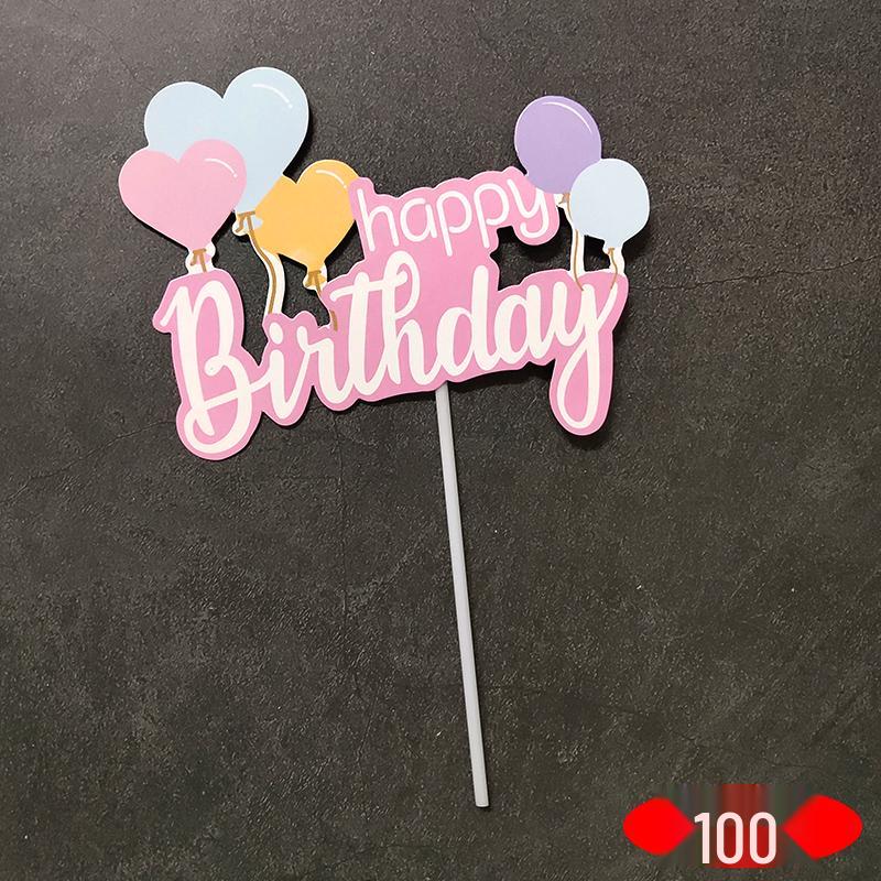 Large Rainbow Birthday Cake Toppers: Seven-Color Balloons, Love Hearts, Clouds, Stars Ornaments