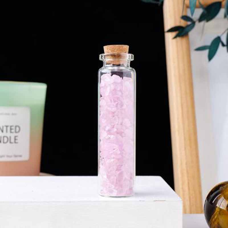Natürliche Kristall Wunschflasche Heimdekoration Mineralchips Quarzstein Chakra Edelstein Glücksbringende Treibglasflasche Geburtstagsgeschenke