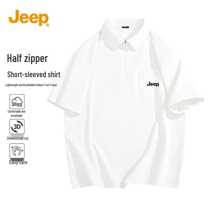 JEEP Men's Half-Zip Short Sleeve Polo Shirt