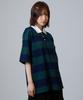 UNKNOWN PLANET Striped Rugby Collared Short Sleeve Shirt Green