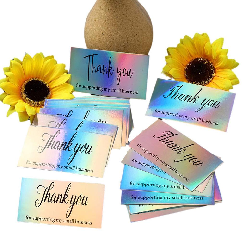 50-Pack Laser Rainbow Thank You Cards - Gift Packaging