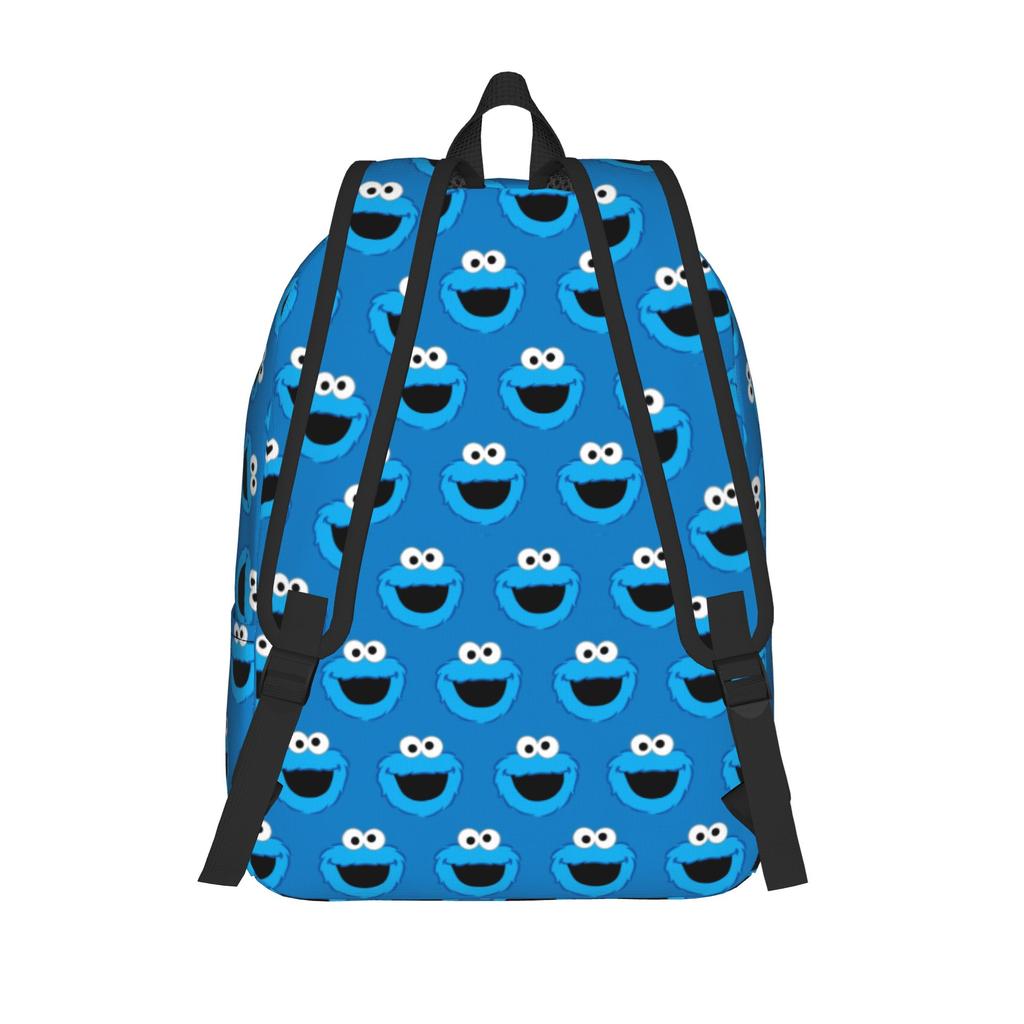 Sesames Streets Backpack Cool Student Hiking Travel Daypack Smiling Cookie Monster Pattern Laptop Computer Canvas Bags Durable