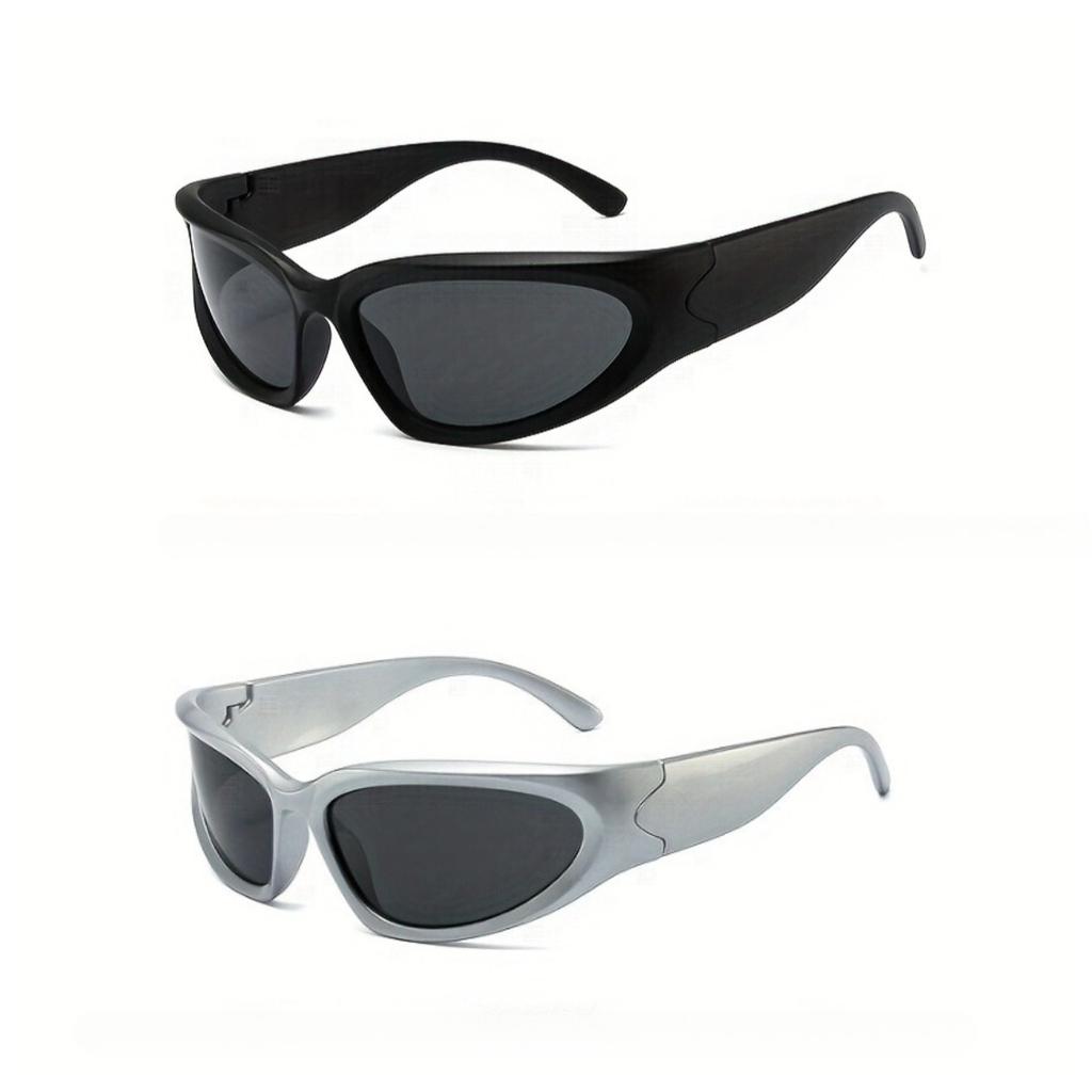 2pcs Y2k Top INS Rectangular Sunglasses Trend Hip Hop Punk Sun Glasses Street Shooting Retro Shade for Men and Women