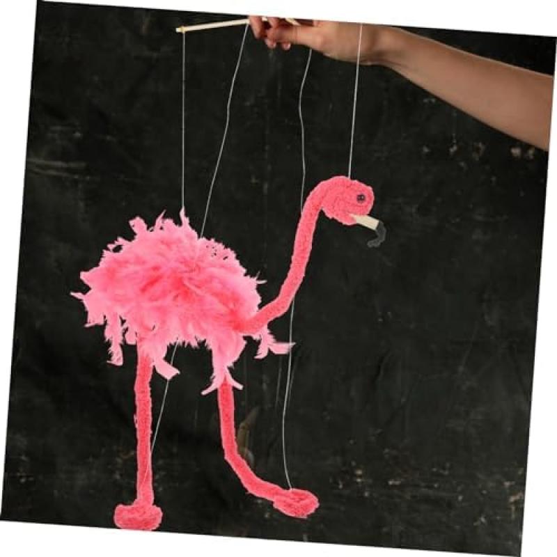 HEALSOPTHY Flamingo Marionette Plüsch Tiermarionette Mit Bambuszugschnur Interaktives Puppenspiel Familienspiel Dekoration