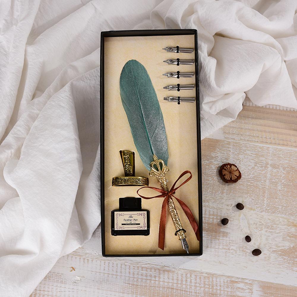 Conjunto de Tinta para Caneta de Pena Vintage Perfeito para Assinaturas Caligrafia Escola Papelaria Presente Excelente Casamento