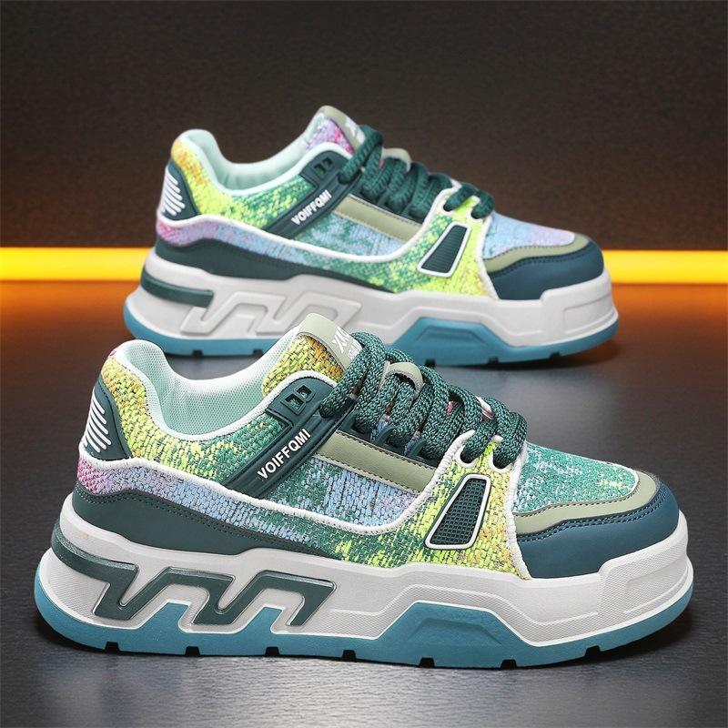 Light luxury autumn men's thick-soled heightening sports shoes student versatile casual niche men's shoes live broadcast low-top skateboard shoes