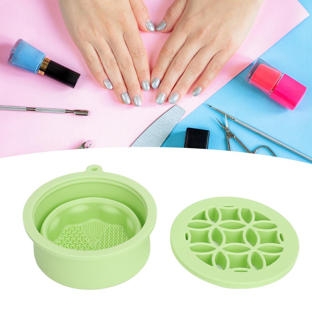 2 in 1 Makeup Brush Cleaning Mat with Brush Drying Rack Folding Space Saving Cosmetic Brush Cleaner Bowl