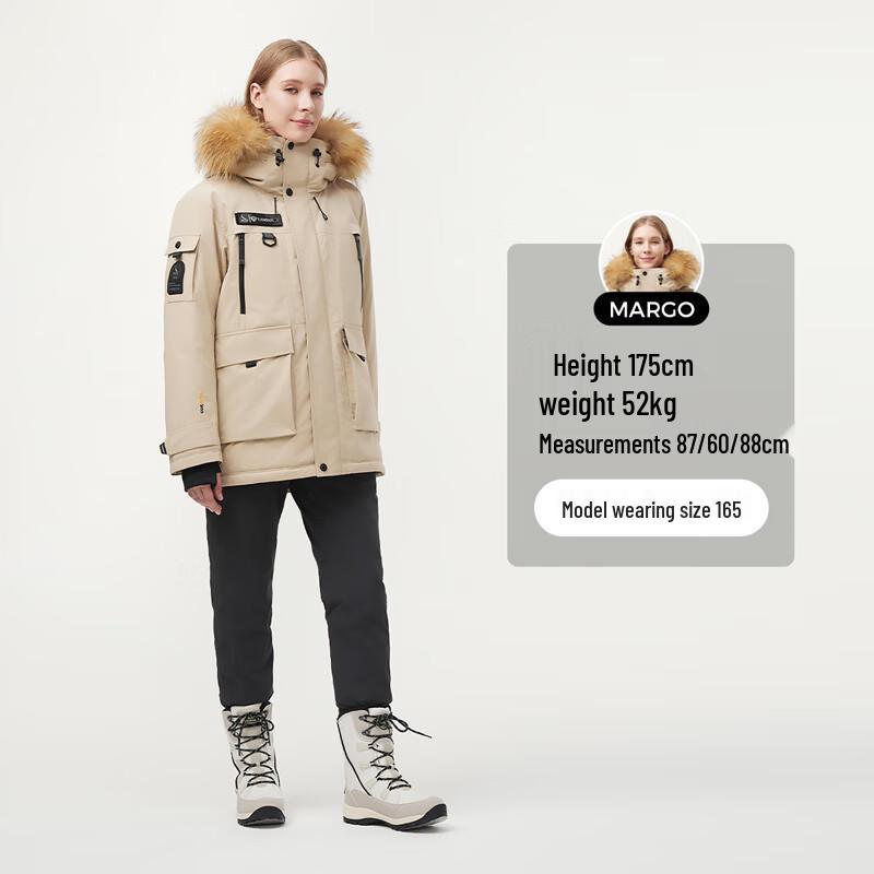 Tanboer Unisex Faux Fur Hooded Duck Down Parka