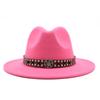 Ji Nan Ladies Wool Jazz Hat Big Eaves Hat Trendy Flat Edge Top Hat