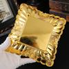 European Fruit Plate, Metal Square Relief Pattern Platter, Golden Retro Large Small Snack Disc, Home Living Room Decoration,1pcs