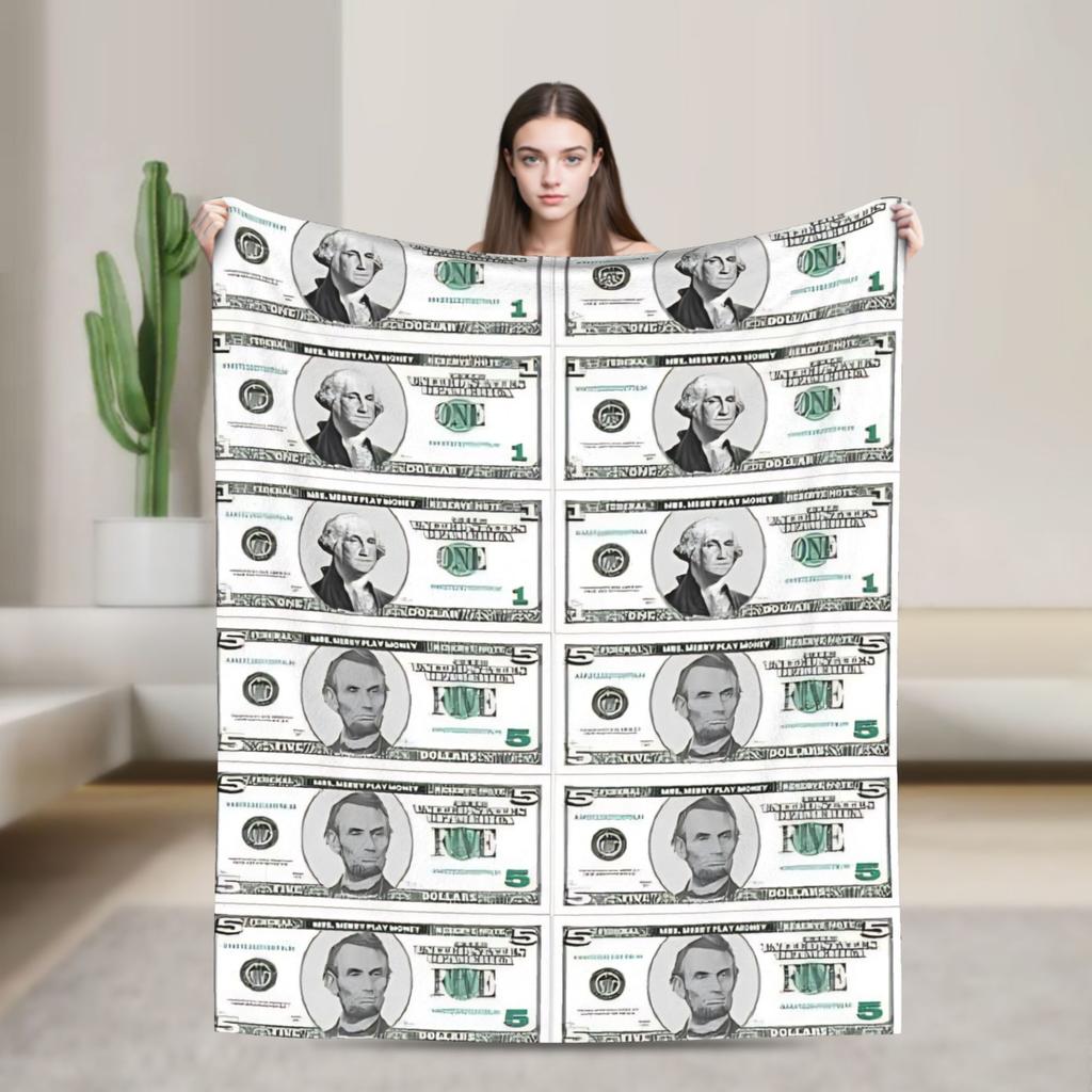 Play money Blanket Quality Super Soft  Throw Blanket Winter Airplane Travel Couch Chair Sofa Bed Novelty Bedspread