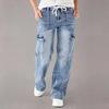 Jeans con cintura primaverili e autunnali da donna, pantaloni casual larghi e dritti da lavoro