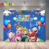 Cartoon Odd&bods Kids Birthday  Photography Backdrops Kids Birthday Photo Background Studio Portraits Photocall Props