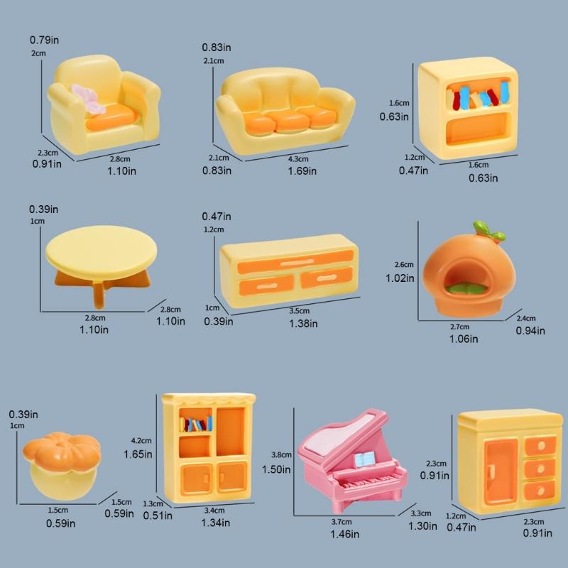 Landscape Resins Furniture Living Room Accessories Miniature Set 10Pieces for DIY Enthusiasts and Dollhouses Ornaments