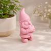 Sweet Atmosphere Ornament 3D Printed Garden Gnome Statue Holding Heart, Cute Pink Figurine, Weather-Resistant Indoor Burr-free Sculpture and Outdoor,