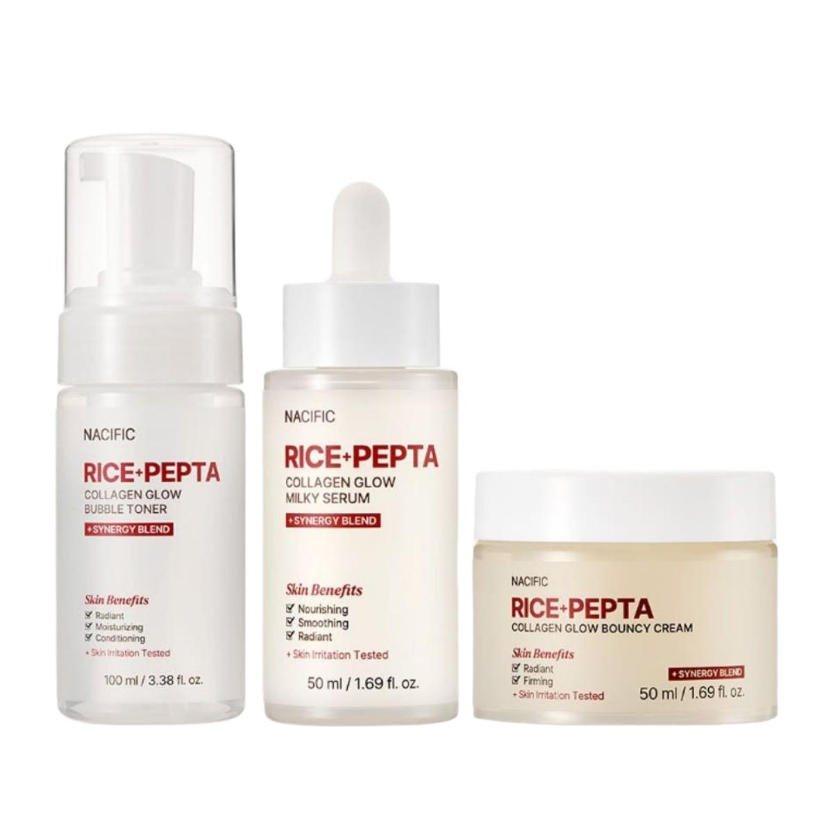 NACIFIC Rice Pepta Kollagen Glow Trio Hautfeuchtigkeits-Set white