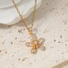 Modische Zirkonia Kirschblüten Anhänger Halskette, Zierlicher Blumenschmuck für Damen