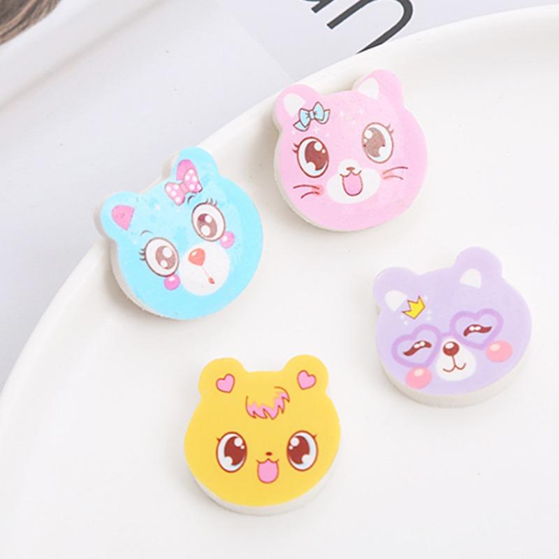 144Pcs Cute Kawaii Animal Erasers of Cat Fun Wipe Clean Office Stationery Supplies for Students Gift Decorative Supply
